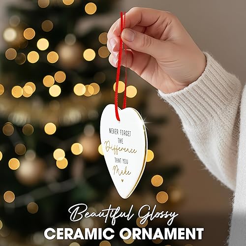 Miniatura 4 de OASSIE Regalos de Navidad de agradecimiento para mujeres, adornos de Navidad de cerámica 2025 para decoraciones de árboles, regalos de