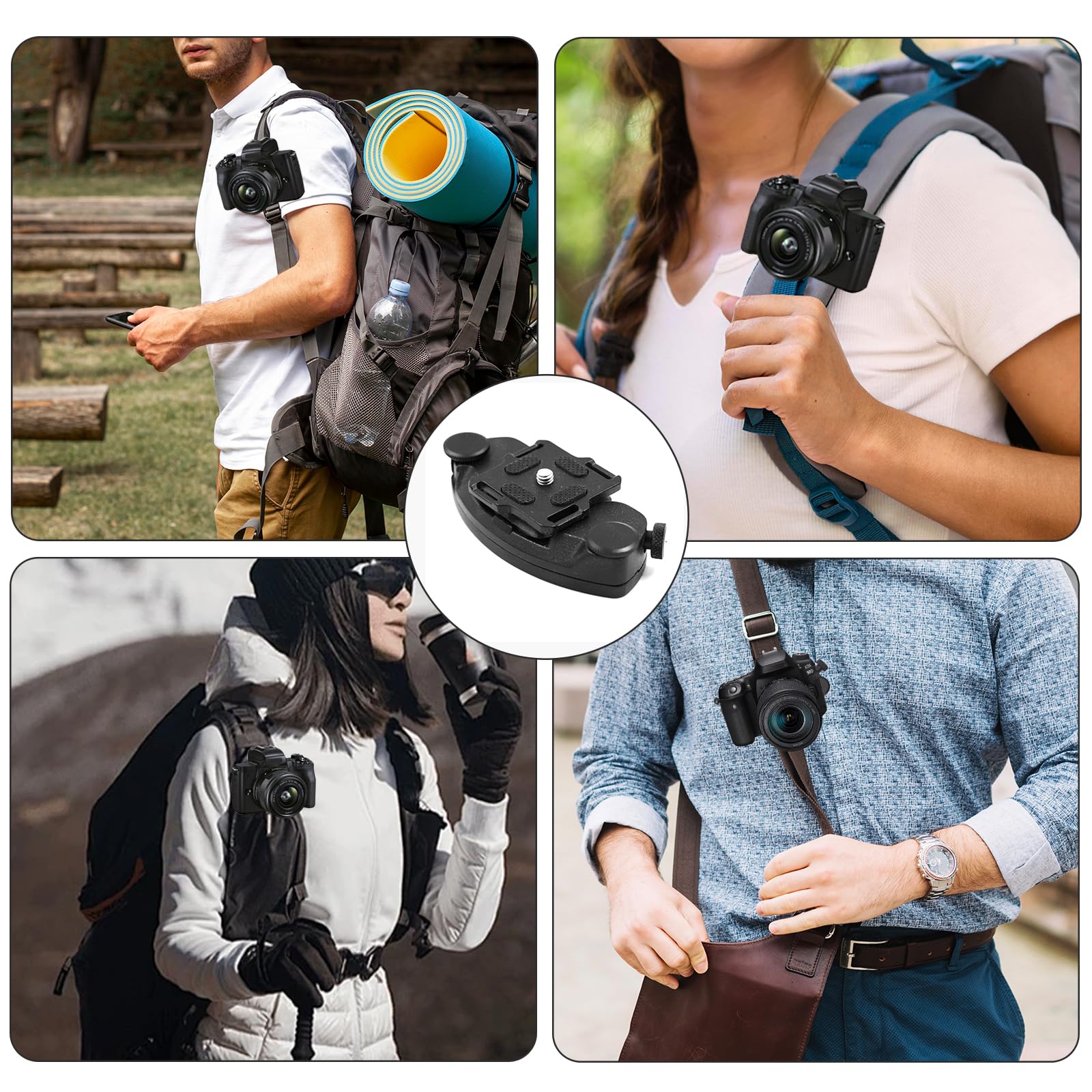 Clip de Ceinture pour Appareil Caméra Sangle pour Sac à Dos Clip de Ceinture en Alliage D'aluminium à Fermeture Rapide Avec Support 1/4 pour Appareil Photo et Sac à Dos.