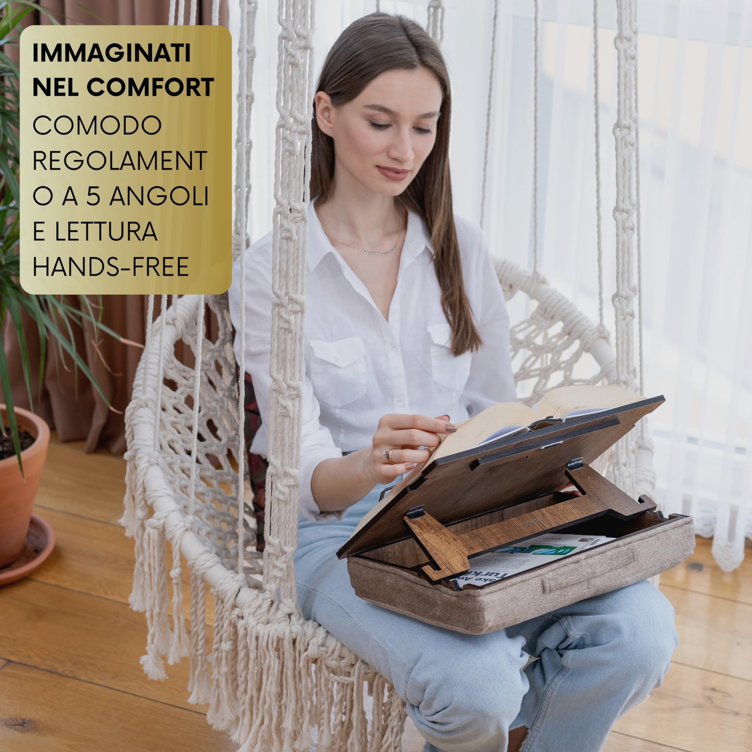 Vigo Wood - Sostegno Libri in Legno Regolabile, Espositore Multifunzione, Book Holder con Scomparto - Leggio da Letto, Tavolo, Supporto per Tablet: Accessori Lettura Libri di Alta Qualità