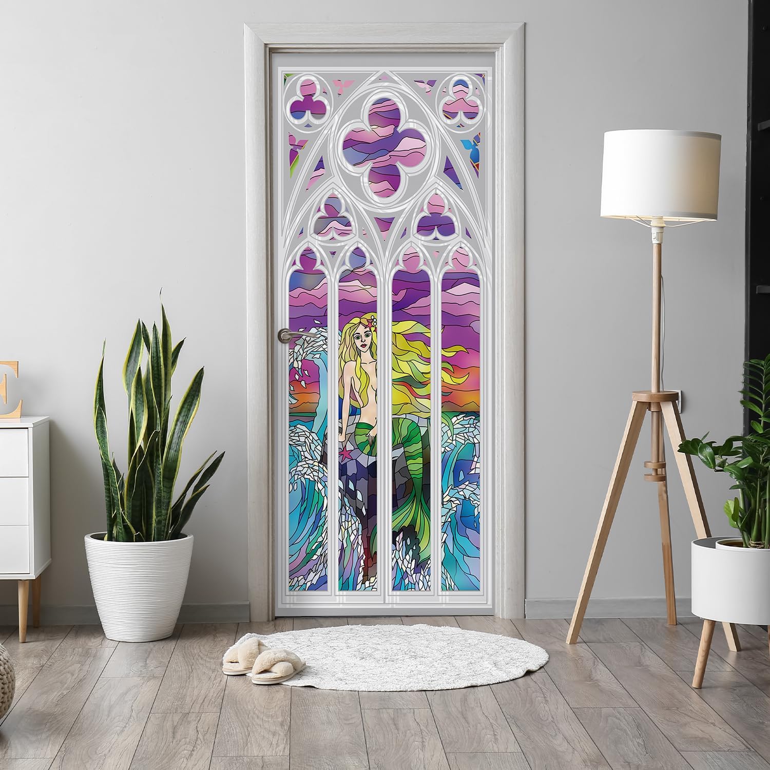 Alwayspon 30x78.7inch Graffiti Illustration Self-Adhesive Door Stickers Murals Decals, Art Vinyl Peel and Stick Removable Door Poster Wallpaper for Bedroom Home Decor