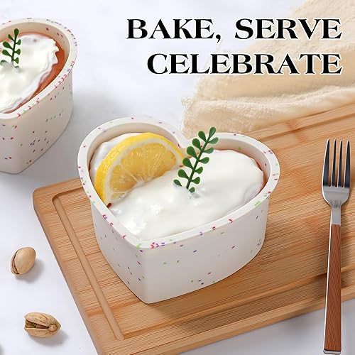 Miniatura 6 de Moldes de silicona con forma de corazón de 8 pulgadas para tartas pequeños, juego de moldes de corazón de silicona antiadherentes para hornear (2