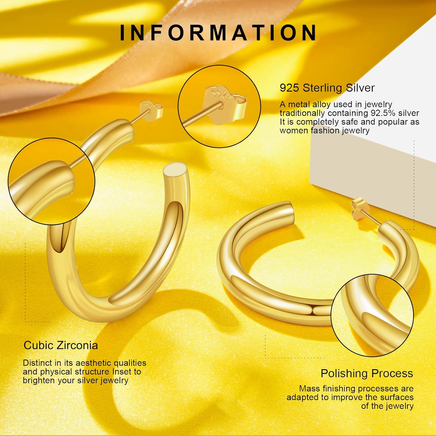 NINGAN Earrings for Women Gold Hoop Earrings Lightweight Large Tubular Hoops Jewelry Gifts - Image 5