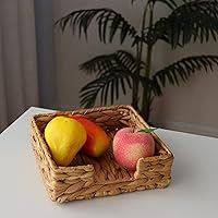 Vista 6 de YAHUAN Servilletas de jacinto de agua, soporte de papel de seda de mimbre, dispensador de servilletas tejidas para cocina, cesta de bandeja