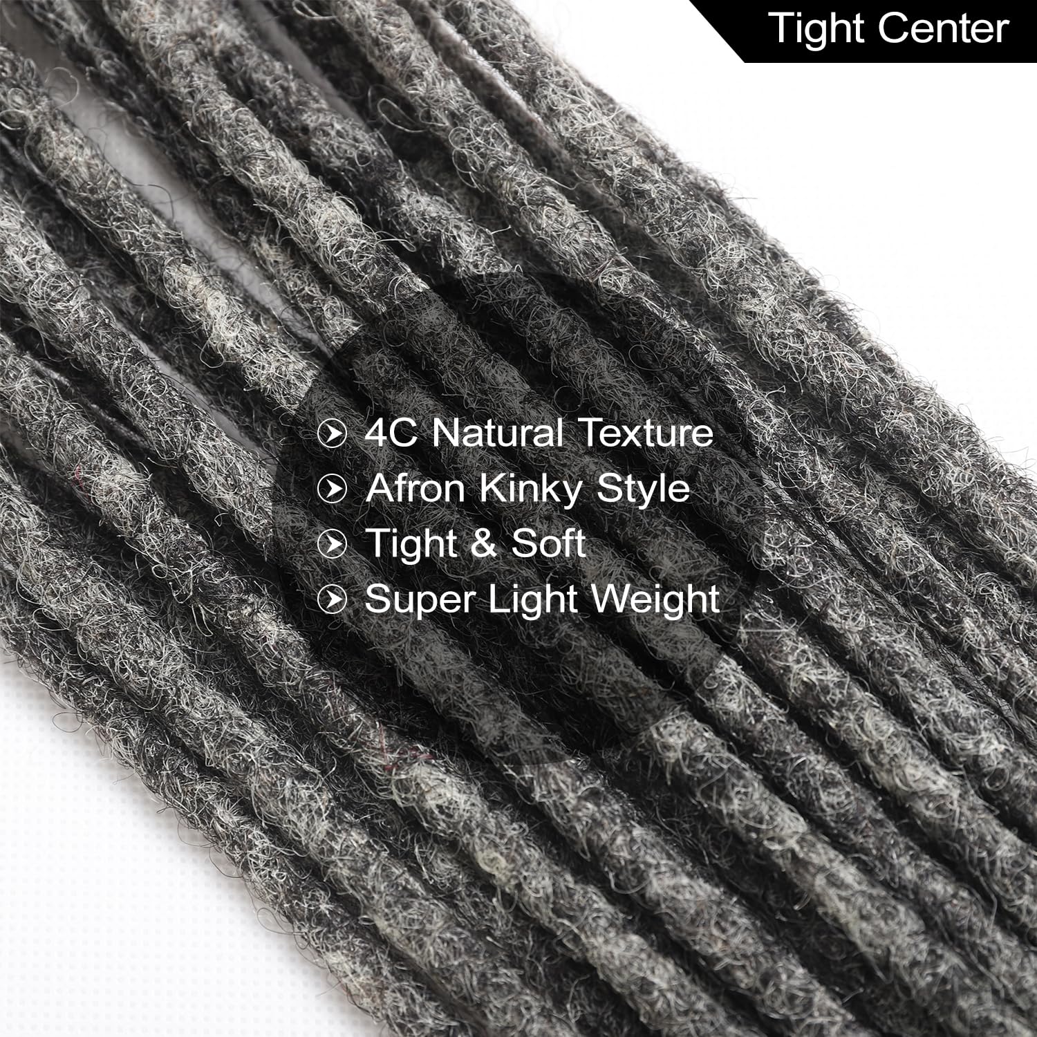 Loceast Salt and Pepper (Grey Black) Loc Extensions 100% Human Hair 0.6cm 8 Inch 30 Strands Handmade Permanent Butterfly Dreadlocks for Women Men Kids