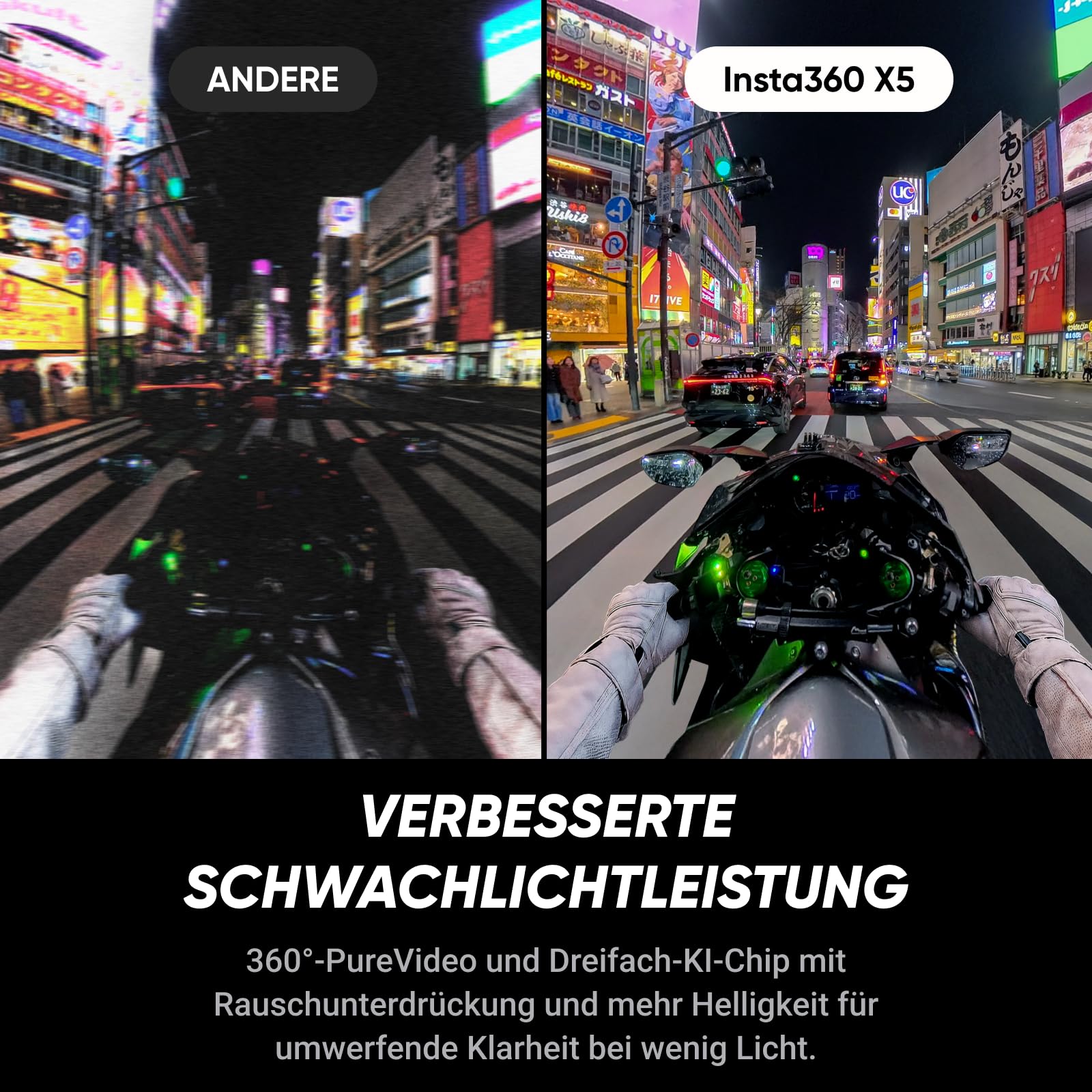 Insta360 X5 Must-Have-Bundle - wasserdichte 8K 360°-Kamera, Führend bei wenig Licht, Unsichtbarer Selfie-Stick-Effekt, robuste & auswechselbare Linsen, 3 h Akku, Integr. Windschutz, Stabilisierung