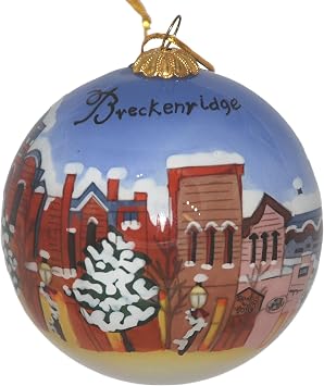 GUUFJAHAOE Main Street Breckenridge Glass Ornament - Winter