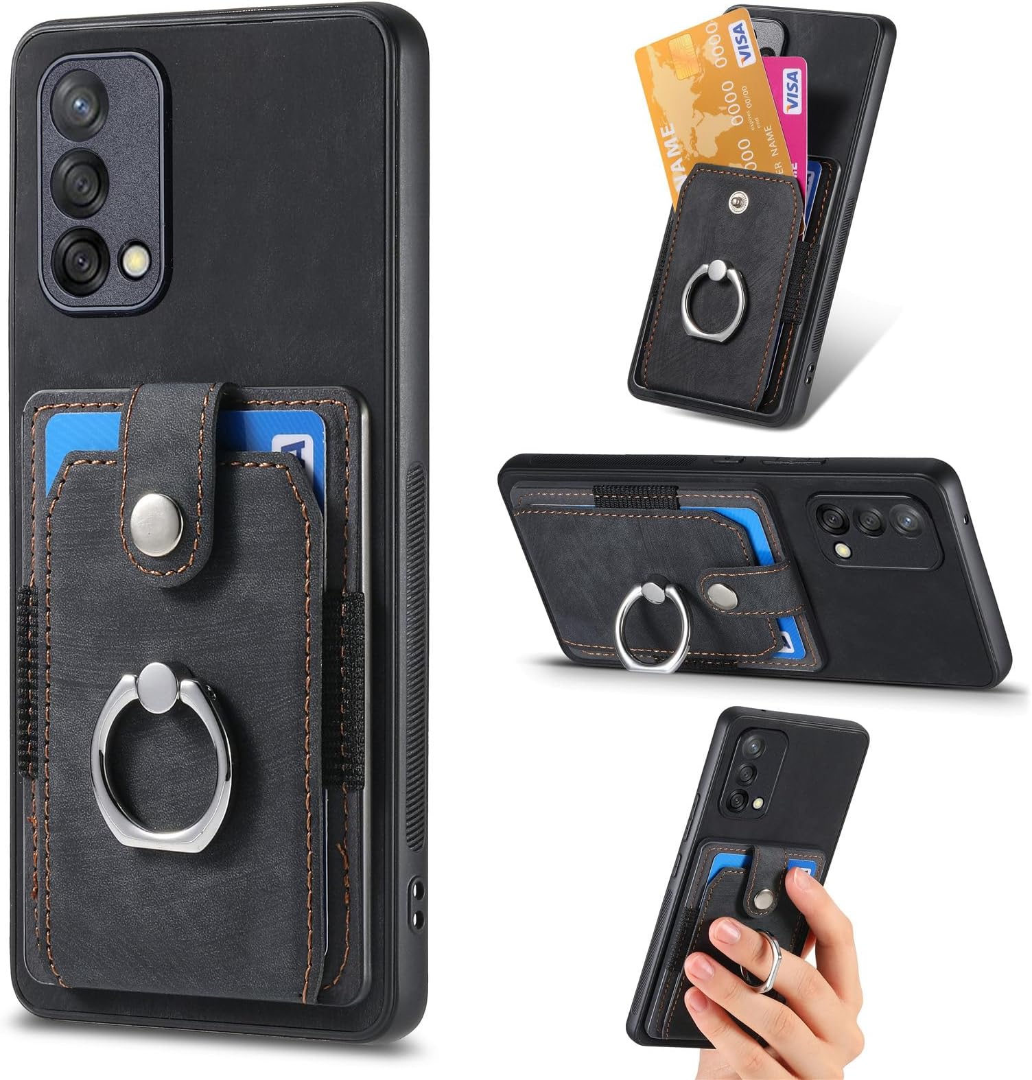 Case Compatible with Realme GT Master 5G,Compatible with Realme GT Master Edition Wallet Card Holder Magnetic 3 in 1 [PC+TPU+PU] Kickstand Black