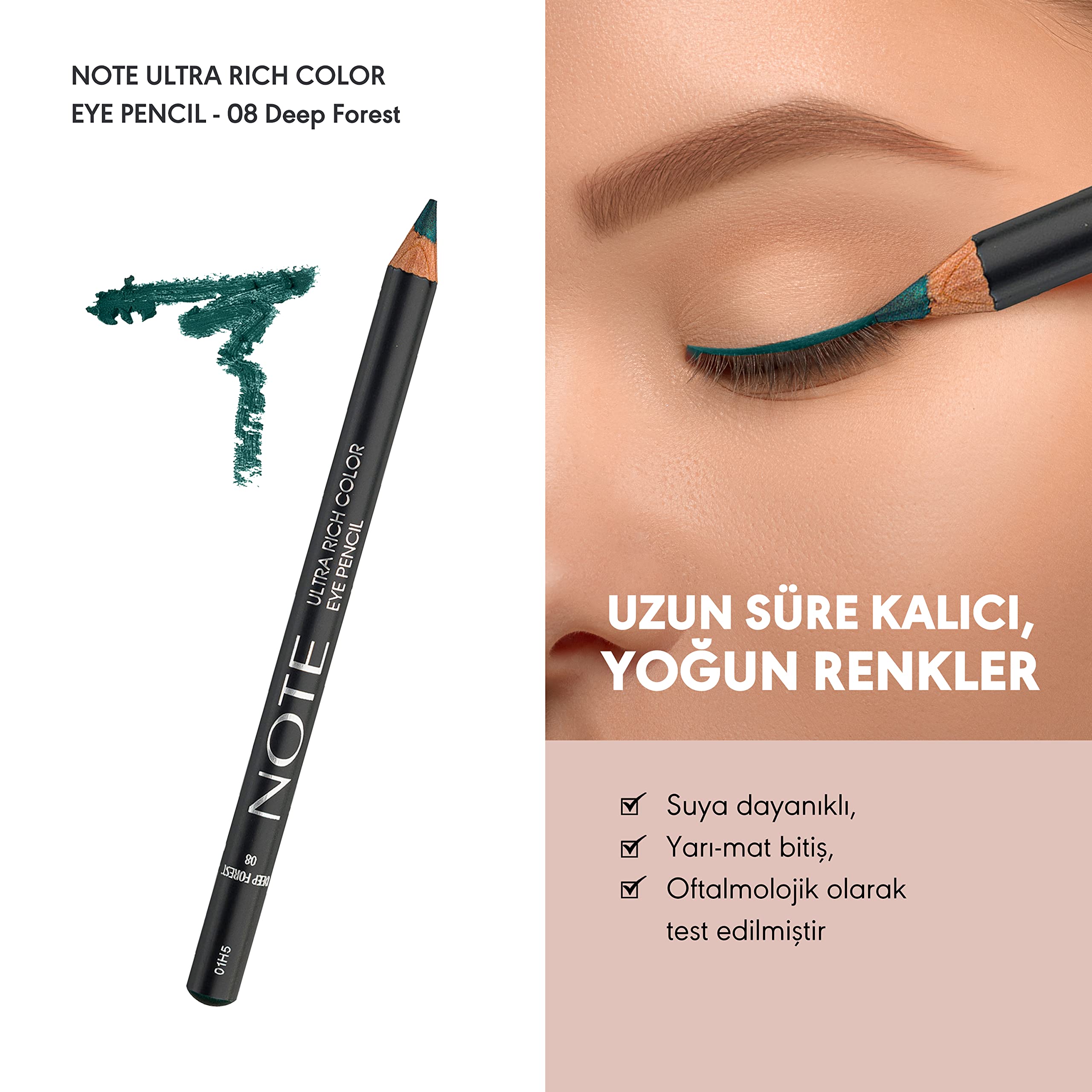 Note Cosmetics Ultra Rich Color Göz Kalemi 08 Deep Forest, Koyu Yeşil