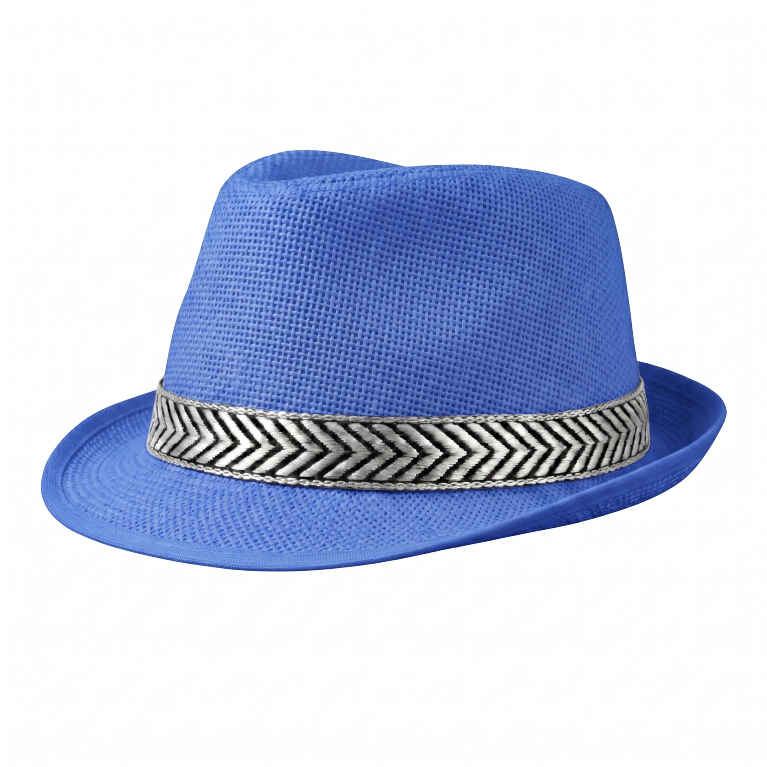 Komonee Trilby Hat Blue Halloween Fedora Fun Party Colourful Headwear Dress Up Costume Classic Short Brim Headwear