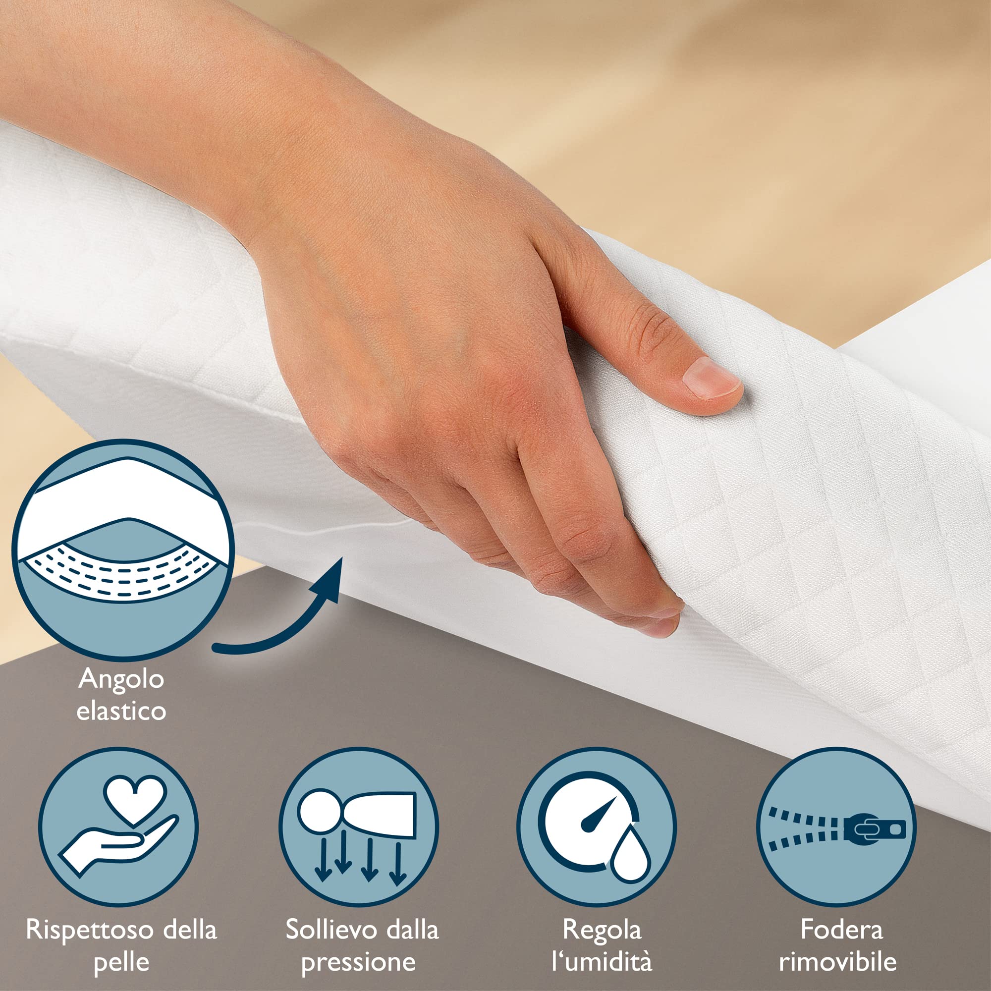 Beautissu Topper Materasso 140x200 Cm – BeauNuit GT – 7 Cm In Memory Foam E Schiuma, Rigidezza H2 – Antiscivolo, Traspirante, Lavabile, Adatto A Materassi Fino A 30 Cm - 3