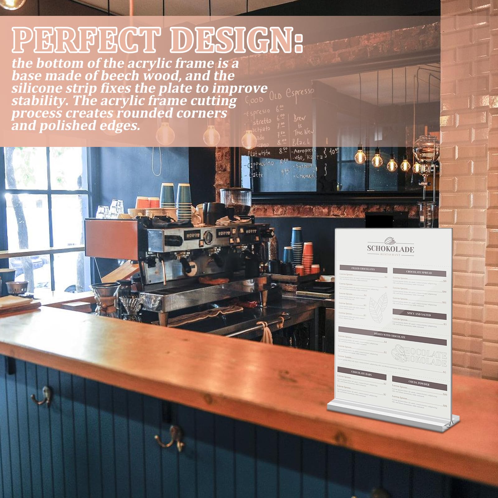 6 Porta Menù Da Tavolo A5 In Acrilico - Supporto Per Cartelli Doppia Faccia A Forma Di T Per Ristoranti, Hotel - Foto 10