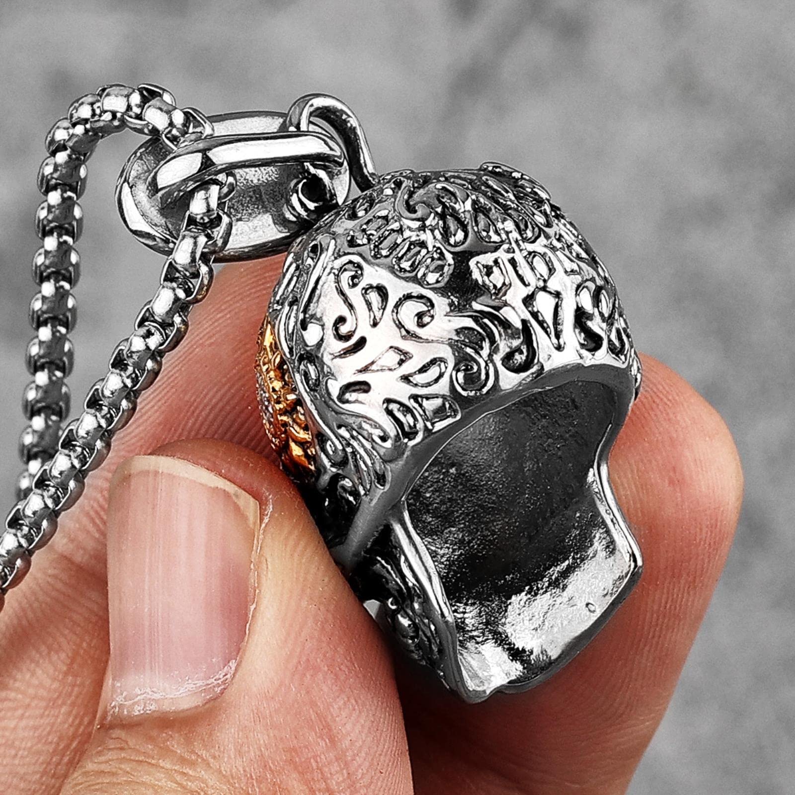 Collana Con Ciondolo Croce Acciaio Inox 60 CM Catena Biker Gotico IN N - Foto 8