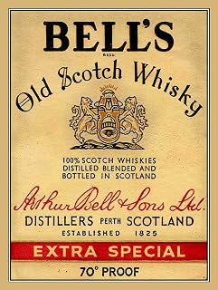 Metal Signs - Bell's Scotch Whiskey Logo. Man Cave Tin Metal Sign Hanging Wall Plaque Kitchen Shed Garage. Small (15cm x 10cm)