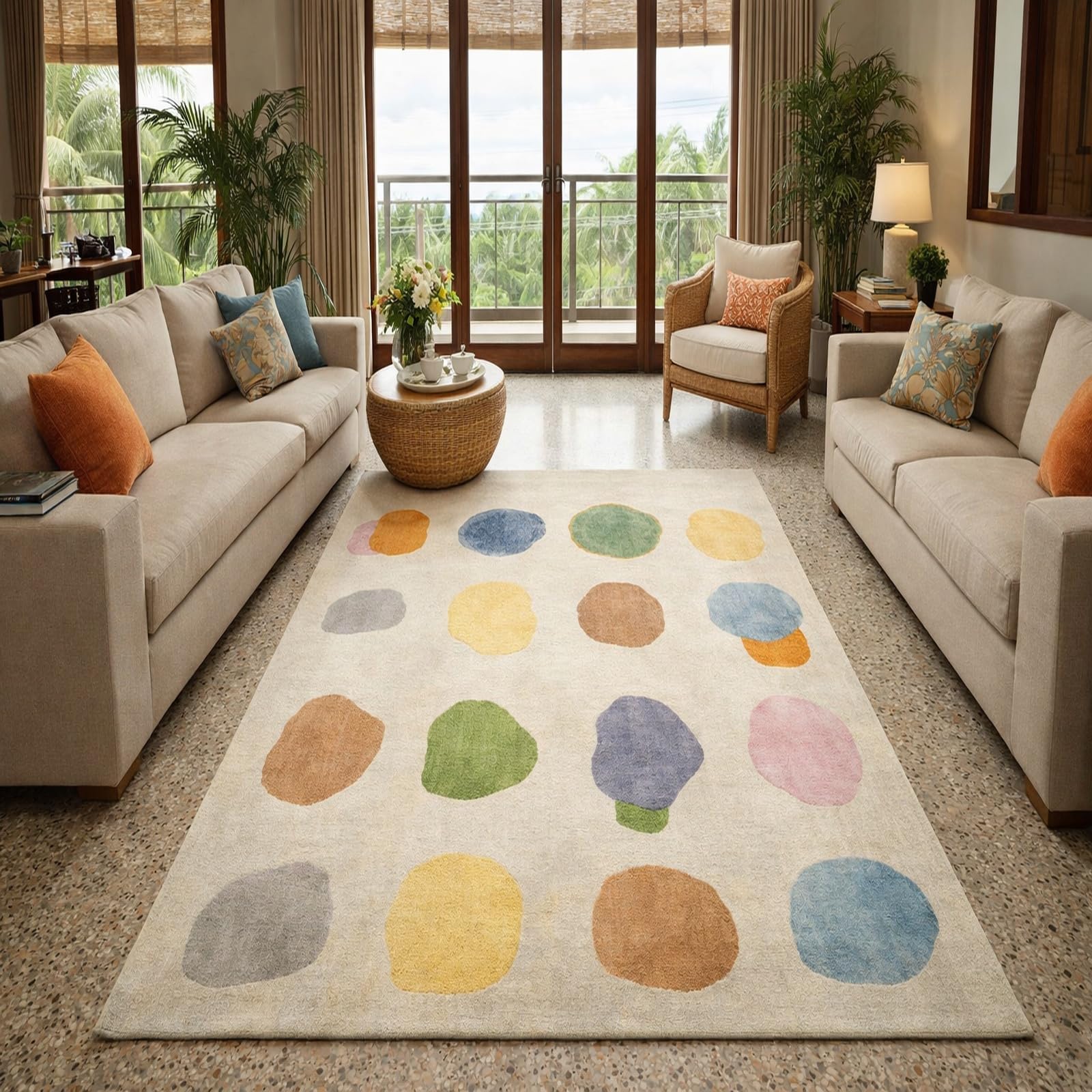 Tapis salon décoration abstrait pour sublimer l'ambiance d'une chambre adulte