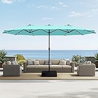 Vista 16 de Sophia & William Sombrilla de patio extragrande de 15 pies con luces solares, sombrilla rectangular para exteriores con base incluida, sombrilla