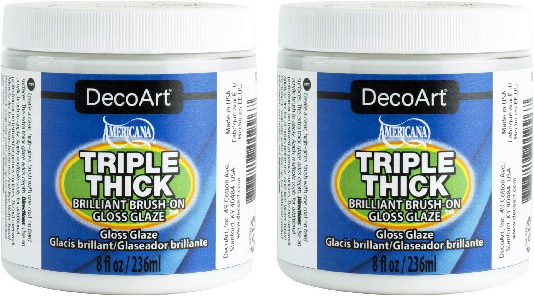2-Pack Bundle - DecoArt Triple Thick Gloss Glaze (Jar) - 8-Ounces Each
