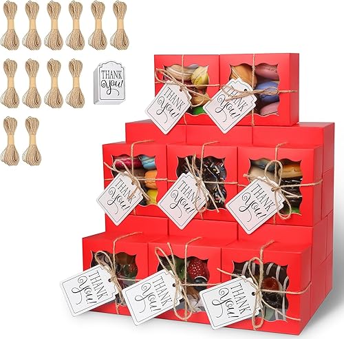 Miniatura 40 de KPOSIYA 120 cajas de panadería marrones con ventana, cajas individuales para cupcakes de 4 x 4 x 2.5 pulgadas, cajas de galletas de papel kraft