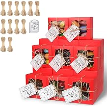 KPOSIYA 120 Pcs Red Bakery Boxes with Window Individual Cupcake Boxes 4x4x2.5 Inches Cookie Boxes Kraft Paper Red Gift Box for Pastries, Cookies, Pie, Donuts, Macaroon