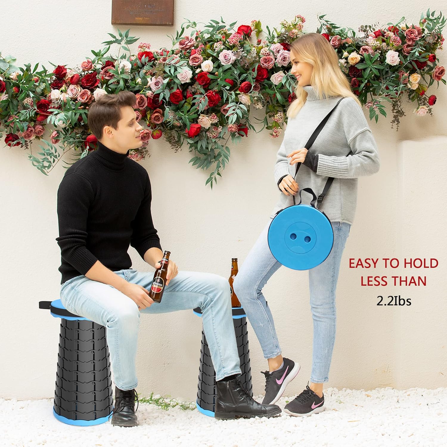 ALEVMOOM Portable Camping Stool with Cushion Bundle Telescoping Stool with Cushion