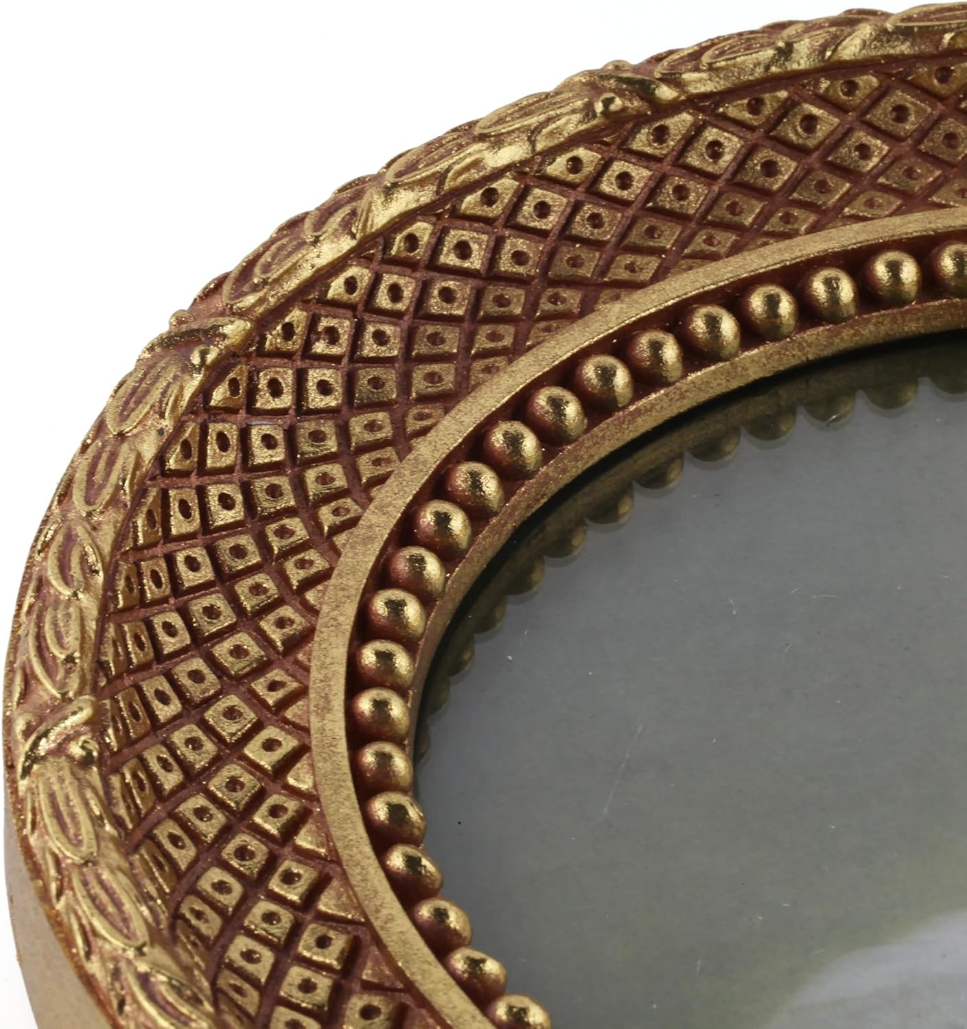 Antique Gold 8x8 Round Picture Frame – Vintage Frame with Glass Front – Art Deco Wall Display