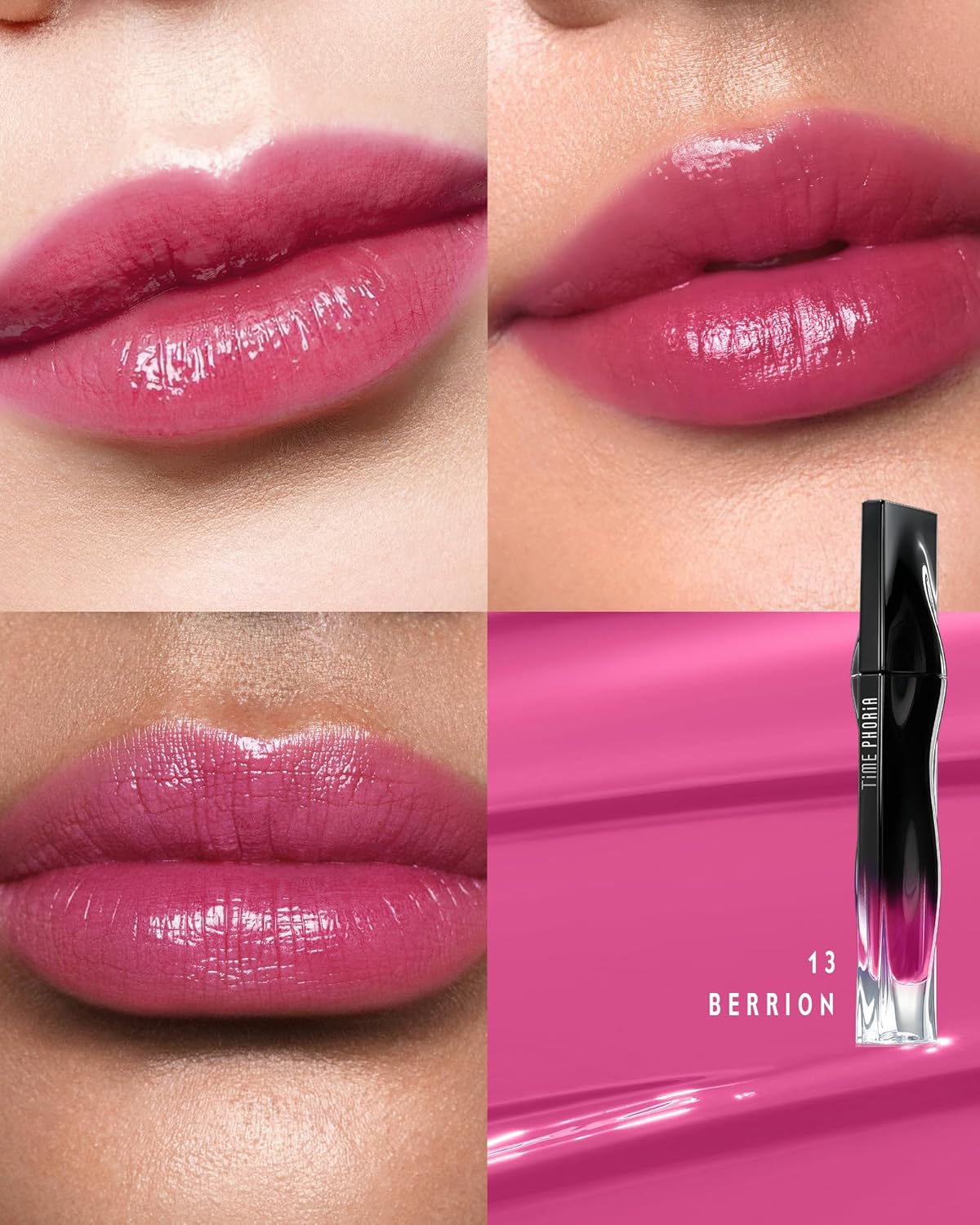 TIMEPHORIA Stellar Dust Lip Stain 13 Berrion, Transfer-Proof & Smudge-Proof Lip Gloss, Vibrant Berry Pink Tinted Glossy Finish, High-Pigment Vibrant, Hydrating Lightweight Long-Lasting Lip Makeup