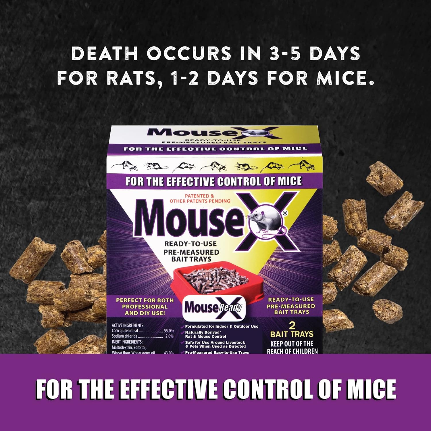 EcoClear Products 620107, MouseX Ready-To-Use Pre-Measured 3 oz. Bait Trays, 2-Pack