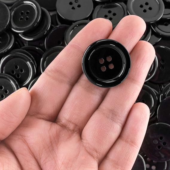 Super Z Outlet 100 Pack 1 Inch Buttons Flatback Sewing Colored for Arts & Crafts, Fashion Clothing, DIY Projects (Black)