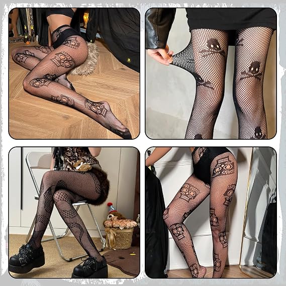 Women's Patterned Fishnet Tights Multipack, High Waist Mesh Stockingsc