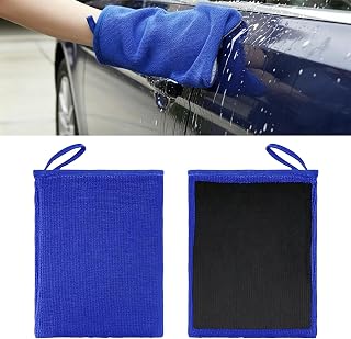 2PCS Clay Mitt Auto Detailing, Mitt Finish for Car Detailing, Microfiber Clays Towel for Car Cleaning and Polishing, Medium Grade Clay Bar Glove for Painted Surface, Glass, Plastic (Blue)