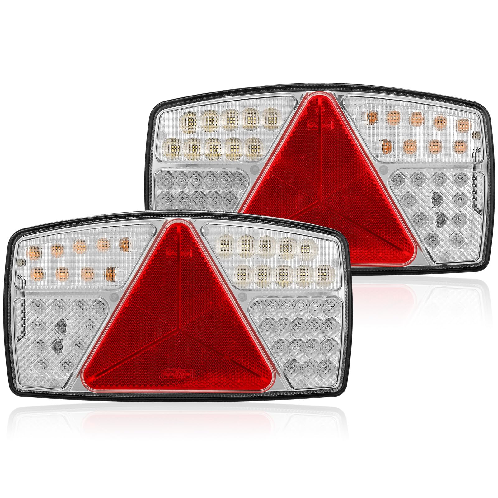SPARKMOTO 2x LED Trailer Lights, 12V/24V Universal, Rear Lights With Side Marker