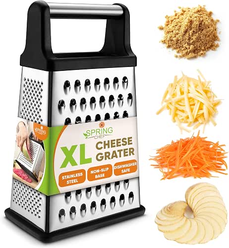 Spring Chef Professional Cheese Grater - Stainless Steel, XL Size,