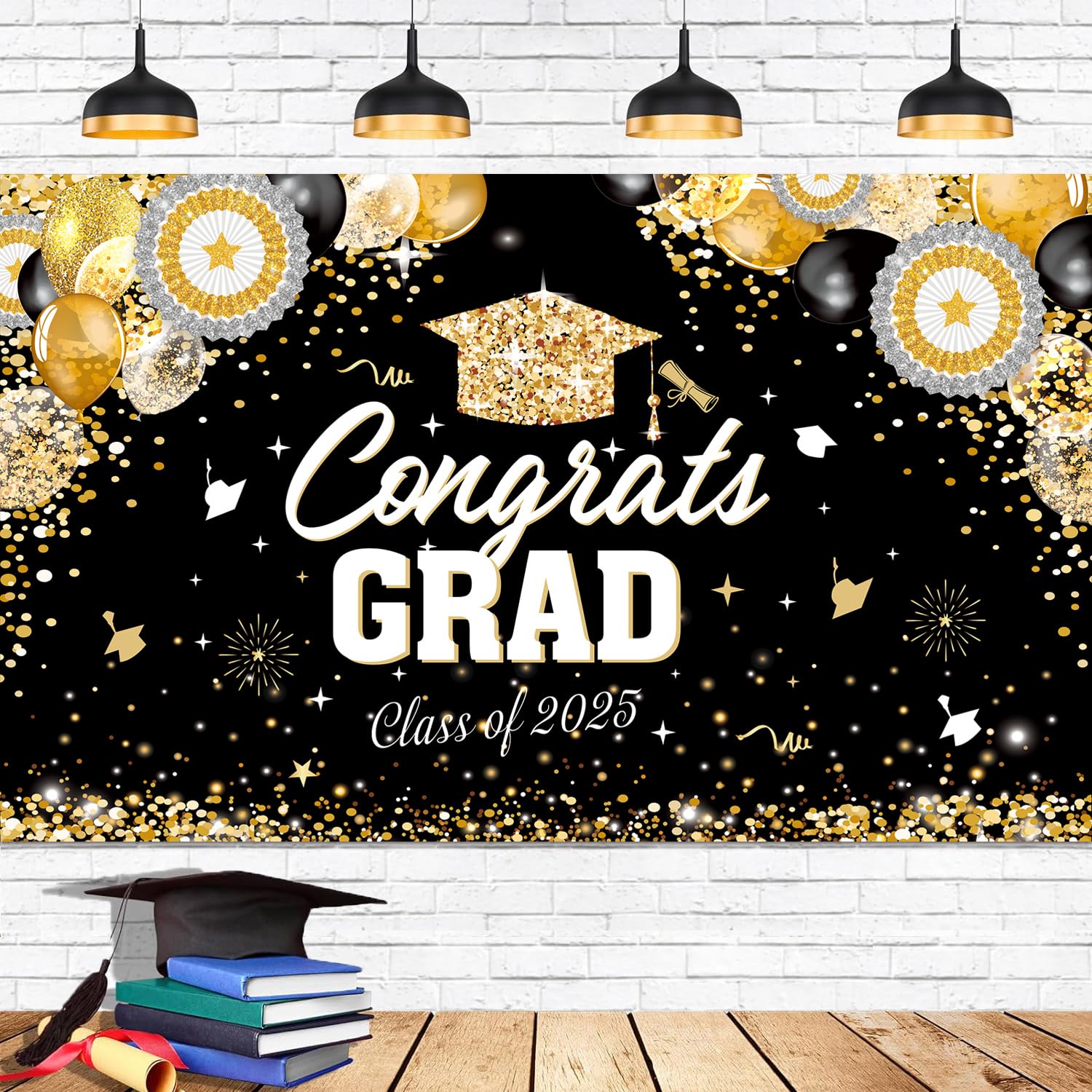 Graduation Backdrop Banner 2025, Graduation Party Decorations 2025, Congrats Grad Class of 2025 Banner Backdrop for College High School Grad Party