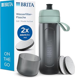 BRITA Sport-Wasserfilter-Flasche Model Active (600ml), 2x MicroDisc Filter