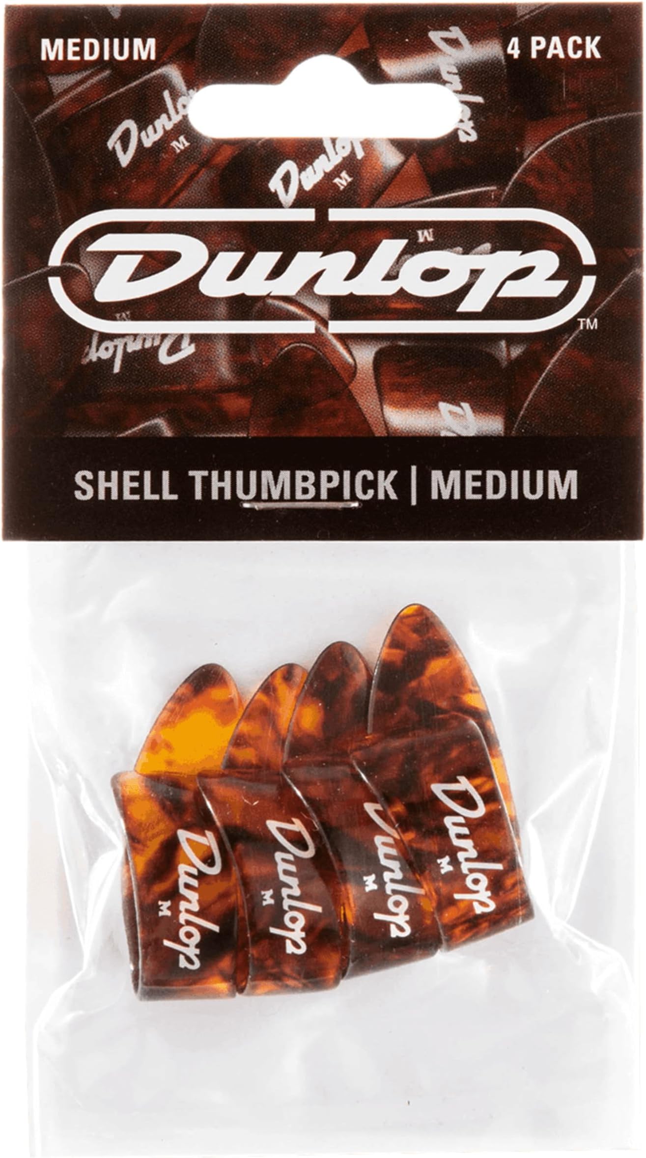 Dunlop 9022P Shell Plastic Thumbpicks, Medium, 4/Player's Pack