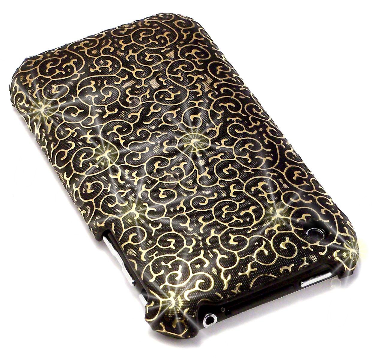Coque iPhone 3G 3GS Enigma rigide noire et dorée de protection - 3