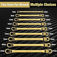 Vista 2 de DURATECH Juego de llaves de caja de compensación, métricas, 9 piezas, 0.236-0.906 in, 75 grados, acero CR-V, chapado de titanio con bolsa