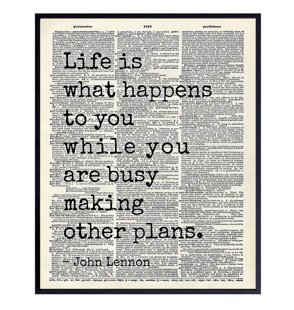 John Lennon Inspirational Quote Wall Decor - 8x10 Motivational Poster - Art Decoration for Office, Bedroom, Living Room - Gift for Women, Men,