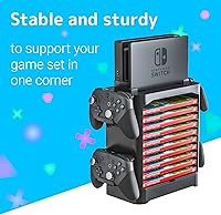 Vista 9 de Skywin Game Storage Tower and Controller Stand, Universal Game Holder & Console Stand with Left & Right Controllers, Game Disc Organizer