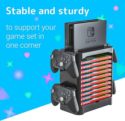 Miniatura 2 de Skywin Game Storage Tower for Nintendo Switch - Nintendo Switch Game Holder Game Disk Rack and Controller Organizer Compatible with Nintendo Switch