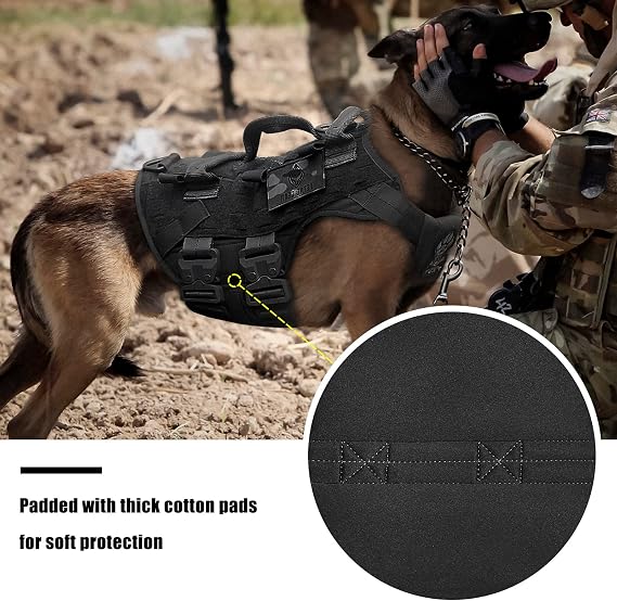 PETAC GEAR Tactical Dog Harness K9 Dog Training Vest Adjustable Padded Police Service Dog Working MOLLE Vests for Large Medium Dogs Mals GSD Lab.....