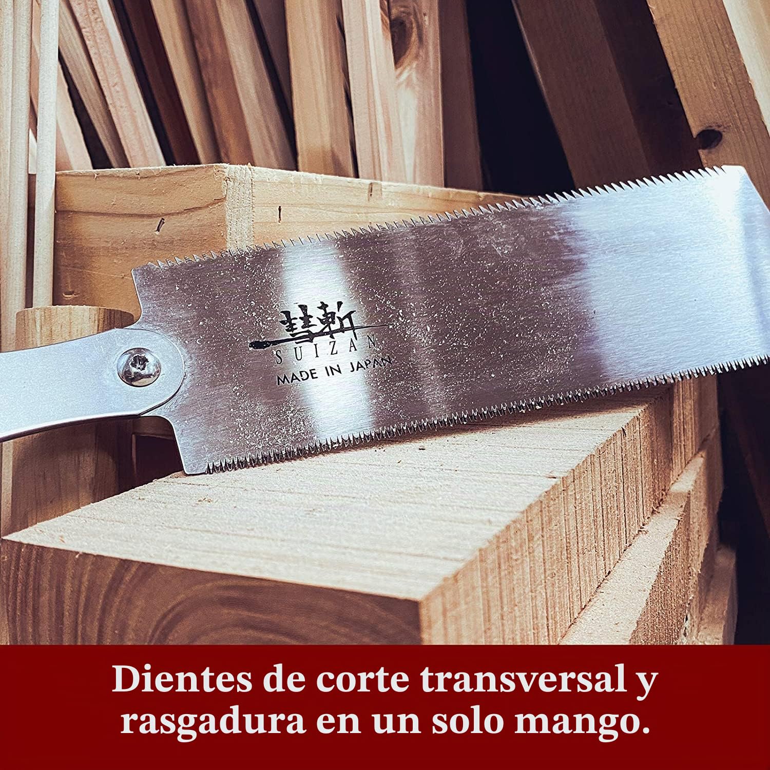 SUIZAN - Sierra japonesa de tracción manual de doble filo de 24,13 cm para carpintería