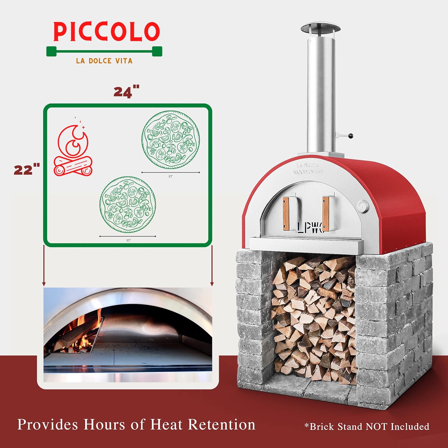 Buy La Piazza Piccolo Counter Top Outdoor Pizza Oven Stainless Steel Wood Fired Pizza Oven
