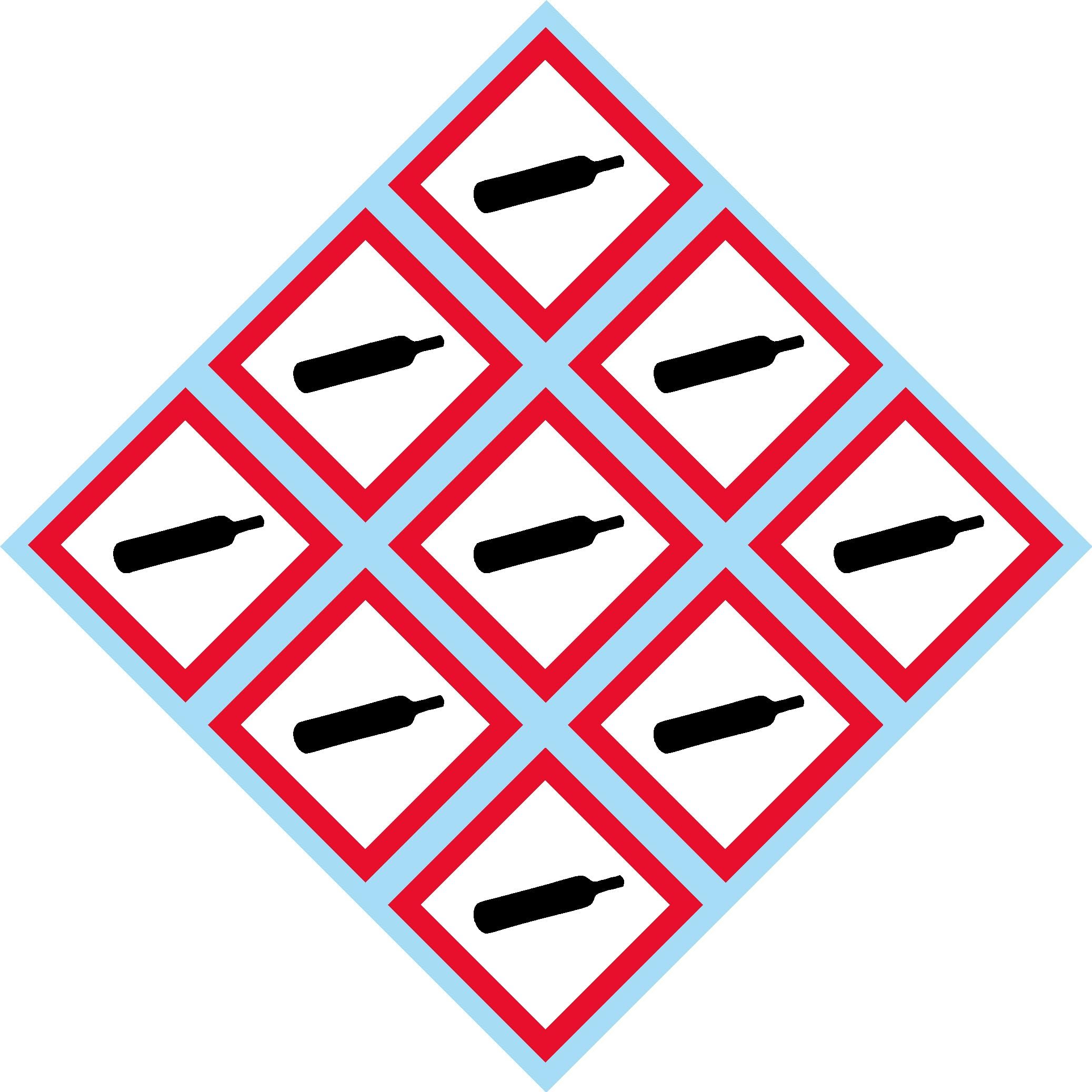 GHS Compressed Gas, Cylinder 4" W x 4" H Decal, Label, kit OSHA Compliant, Vinyl Sticker, Sheet, 9 of The Decals per Sheet