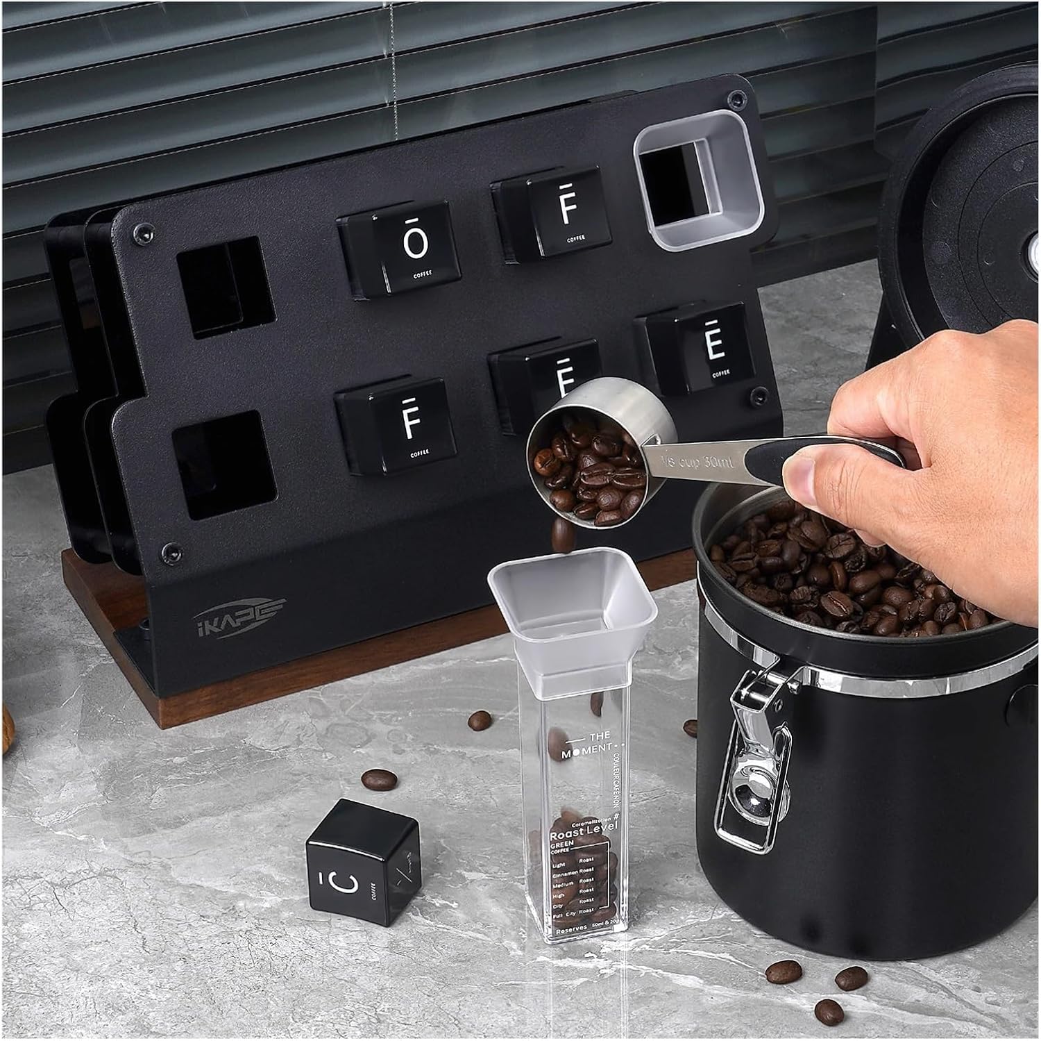 Suitable for coffee bean storage tube V2, single dose, with 6 hoppers and exhaust valve