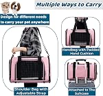 Cat Carrier Bag, Dog Travel Carriers, Airline Approved Soft-Sided Pet Carrier for Small Medium Cats and Small Dogs, Portable Carrier with 4 Open Doors and 3 Mesh Windows, Pink, Medium