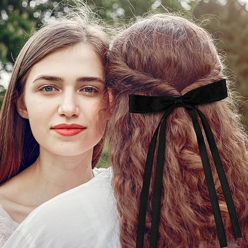 Miniatura 7 de 10 lazos para el pelo para mujeres y niñas, cinta con borla, pinzas para el cabello, cinta de satén negro, rosa, blanco, cinta para el cabello con