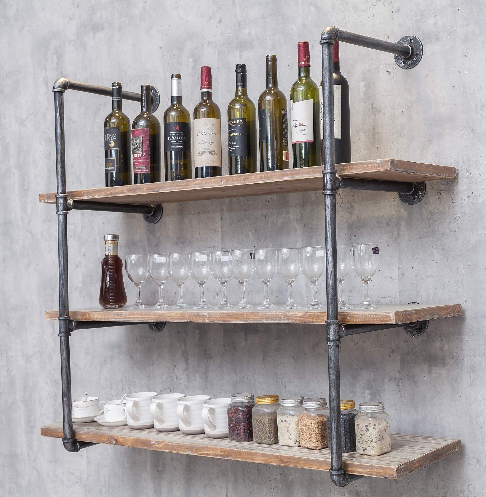 Buy 3 level Wall ed Iron Floating Pipe Shelves/Racks/Storage/Bookcases