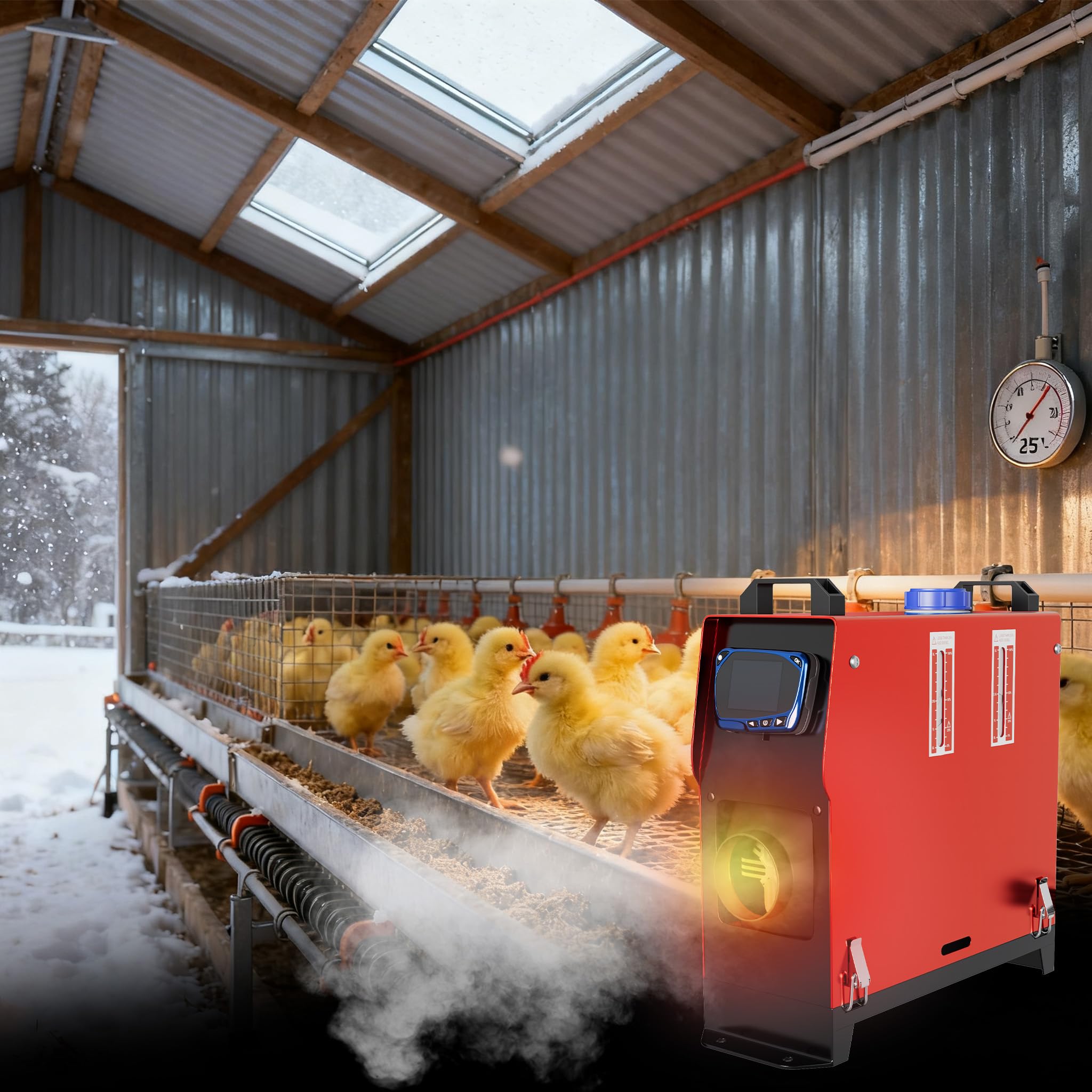 Froadp 8 kW nagrzewnica postojowa na olej napędowy 12 V, pionowa nagrzewnica na olej napędowy z LCD pilotem zdalnego sterowania i przełącznikiem oraz zbiornikiem 5 L, nagrzewnica powietrza na olej