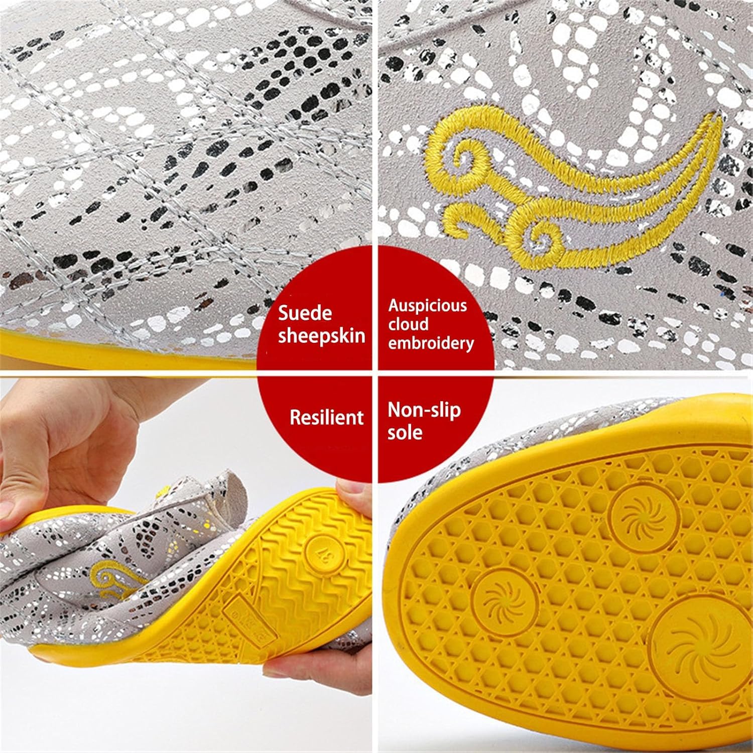 Taekwondo Kung Fu Shoes Professional, Anti-Slip Bovine Tendon Soles Tai Chi Shoes Women Martial Arts Training(9,I)