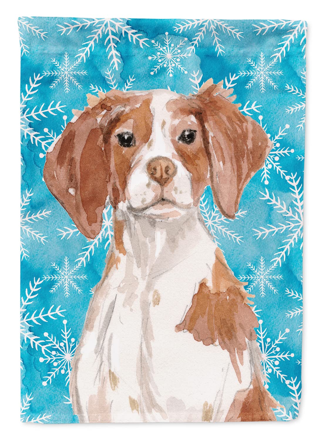 Drapeau Epagneul Breton hiver grand format en toile, cadeau parfait pour propriétaire de chien